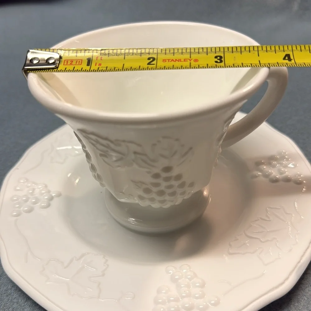 Indiana Glass Colony Harvest White 2-Cups and 2-Saucers (Two Sets)